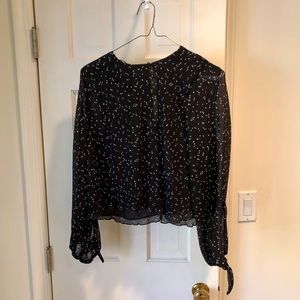 Zara Black and White Dot Pleated Top